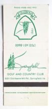Springfield Golf and Country Club - Virginia 30 Strike Matchbook Cover VA - £1.42 GBP