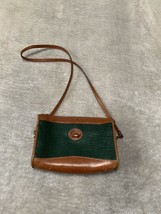 VTG Dooney &amp; Bourke Womens Green Brown Leather Bag Crossbody - £33.30 GBP