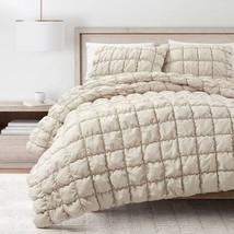 Twin/XL Soft Lightweight Puff Textured 2-Piece Comforter Set in Neutral Tan - £171.90 GBP