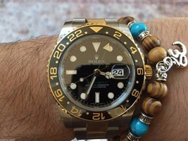 Namaste Jewelry Turquoise Wood Stone Buddah Yogi OM Love Energy Free Bracelet - £19.09 GBP