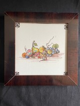 Antique Framed Dutch Delft Tile Polychrome fruit scene .  18th century . Rare ! - £103.43 GBP