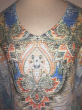 Reba Womens Sz S Embellished 3/4 Sleeve Rhinestones Boho Tunic Top Blous... - $12.75