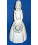 Porceval figurine girl holding hat hand painted Valencia Spain - $29.69