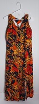 Vintage 90s Scarlett orange Tropical Maxi Dress 12 with buttons Women&#39;s - $463.01 MXN