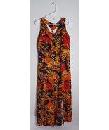 Vintage 90s Scarlett orange Tropical Maxi Dress 12 with buttons Women&#39;s - $463.01 MXN