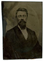 Circa 1800&#39;S Antique 9th Plate Tintype Handsome Man With Full Goatee In Suit - £14.57 GBP