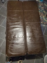 Dark Brown Leather HIDE-A-BED Ottoman Fold Out Bed Full Size 6 Foot New Mattress - £95.99 GBP
