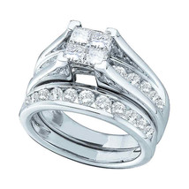 14kt White Gold Princess Diamond Bridal Wedding Engagement Ring Set 2.00 Ctw - £2,236.59 GBP