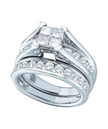 14kt White Gold Princess Diamond Bridal Wedding Engagement Ring Set 2.00... - £2,236.59 GBP