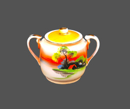 Chikaramachi hand-painted Nippon covered sugar bowl. Orange sky cabin. Flaw. - £41.83 GBP