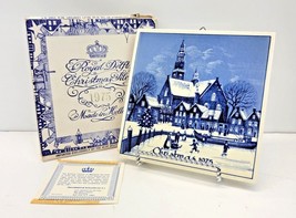 Vintage Royal Delft Christmas Tile 1975 Reform Church of  Maassluis w/ Box &amp; COA - £7.98 GBP