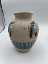 Navajo Native American Pottery Vase Marilyn Wiley Signed Feathers 6” - £16.27 GBP