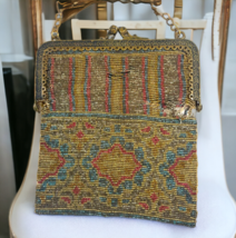Antique Gold Tone Glass Beaded Flapper 1920s Great Gatsby Vintage Purse ... - £58.81 GBP