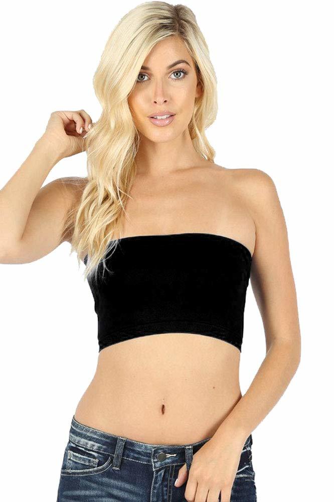 NioBe Clothing Strapless Womens Seamless Basic Tube Top Bandeau (Black) - $9.95+