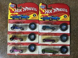 Lot of 6 Hot Wheels Vintage &amp; 25th Anniversary Cars w/ Collector Buttons... - $39.55