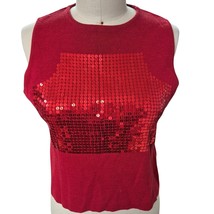Vintage Vacco Cherry Red Sweater Tank Yop Red Sequined  Sz M/L - $819.54 MXN