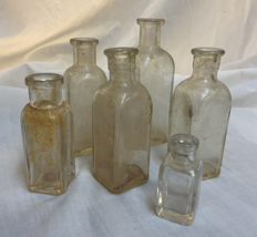 6 Antique Square Medicine Bottles - £10.50 GBP