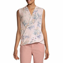 Liz Claiborne Women&#39;s Sleeveless Wrap Blouse X-LARGE Clear Pink Floral New - £18.89 GBP