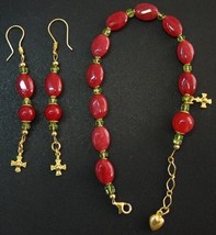 Ruby Peridot Vermeil Bracelet Rosary &amp; Assorted Earrings - Unique - £166.15 GBP