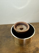 Small Handmade speckled brown glazed pottery bud vase incense holder Boho decor - £6.30 GBP