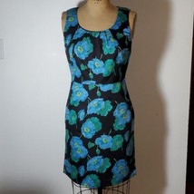 Ann Taylor Loft Dress 100% Cotton Floral Fitted Clasic Pockets Size 4 - £20.30 GBP