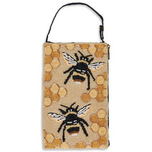Honey Bee 631 Beaded Club Bag Evening Clutch Purse w/ Shoulder Strap - £27.25 GBP