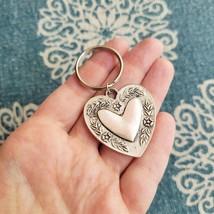 Vintage Silver Ornate Floral Heart Keychain - $24.99