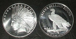 1 - 1 oz. Silver Round Indian Head - Eagle Silver -  .999 Fine Silver - £31.13 GBP