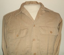 US Army &amp; Navy WWII-1950s cotton khaki service shirt SMALL-MEDIUM w pain... - £19.67 GBP