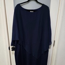 Pinup Fashion Navy Asymmetrical Overlay Dress | 26W | Plus Size, Elegant... - $16.83