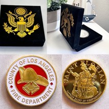 Los Angeles County Fire Dept Challenge Coin With Special Velvet Case - £15.50 GBP