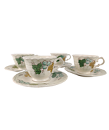 Set of 4 Vintage Metlox Vernonware VINEYARD Cups &amp; Saucers Grapes Leaves... - $39.36 CAD