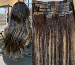 16″ Seamless Clip in 100% Human Hair Extensions,140 grams, 8Pcs,20 clips... - $138.59