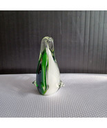 Vintage Art Glass Green Penguin Animal Paperweight Figurine 5&quot; - $8.91