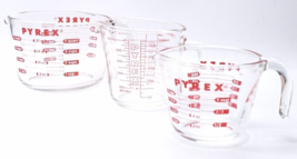 Vintage PYREX Measuring Cups Made In USA 4 Cups + 2 Cups + 1 Cup Lot 3 - £28.85 GBP