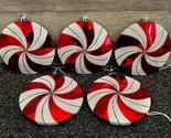 Peppermint Candy Swirl 6&quot; Disk Christmas Ornaments ~ Lot of 5 - £70.02 GBP