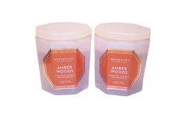 Slatkin Scentworx Amber Woods  3 Wick Candle 14.5 oz each - Lot of 2 - £34.60 GBP