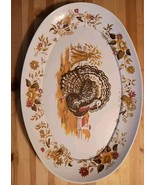 Apollo Ware Melmac Turkey Tray Platter Oval Shape 20¾&quot; x 14½&quot; Leaf Flowe... - $34.75 CAD