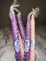 5 Vintage Spiral Hand Dipped 8&quot; Taper Candles Made in USA pink lavender purple - $11.95