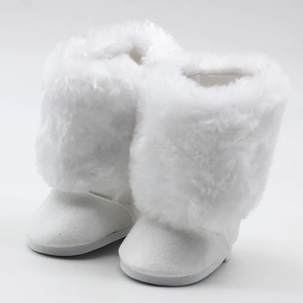 White Snow Boots Doll Shoes for 18&quot; 43cm American Girl Reborn New Born Baby BJD - £10.83 GBP