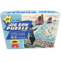 Vintage Child’s Whitman Jigsaw Puzzle Sail Boat Dutch Boy Theme Complete 63pcs - $5.94