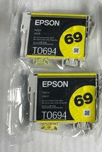 Sealed Genuine Epson 69 Yellow Ink Cartridges  2 packs TO694 - £9.99 GBP