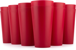 32-Ounce Plastic Tumblers Large Drinking Glasses, Set of 12 Red - £20.53 GBP