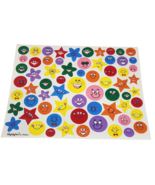 1 VINTAGE SHEET OF HIGHLIGHTS COLORFUL SMILE FACE + STARS FUNNY FACES ST... - £14.39 GBP