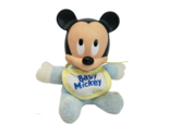 DISNEY 4" VINTAGE BABY MICKEY MOUSE BLUE PAJAMAS + BIB STUFFED ANIMAL PL... - $19.00