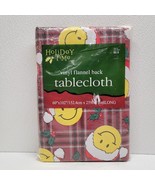 Vintage Walmart Holiday Time Christmas Smiley Face Tablecloth Oblong 60&quot;... - $108.75 CAD