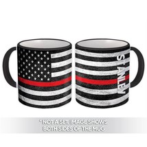 STANLEY Family Name : Gift Mug American Flag Firefighter Thin Line Perso... - $15.90