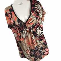 Vintage Top XL stretchy Floral Boho Casual Land Retro Coquette 90s Y2k tunic - £14.00 GBP