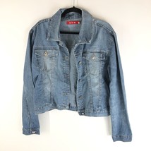 XFN Womens Denim Jacket Vintage Retro Trucker Medium Wash Stretch L - £11.58 GBP