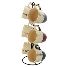 Elama Coffee House 6-Piece 12 oz. Mug Set with Stand, Assorted Colors - £38.21 GBP